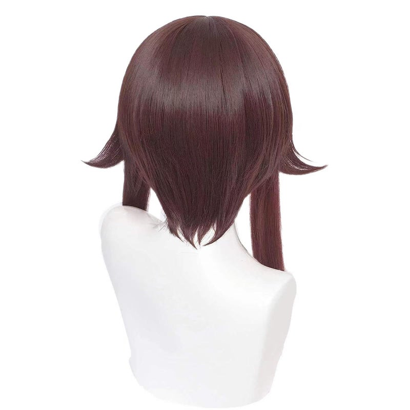 Half and Half Hu Tao Wig Long Brown Hu Tao Cosplay Wigs + Elf Ears + Hairnet  Women Girls Hutao Heat Synthetic Hair with Double Ponytails for Halloween Party Role Playing (Hutao) - Image 4